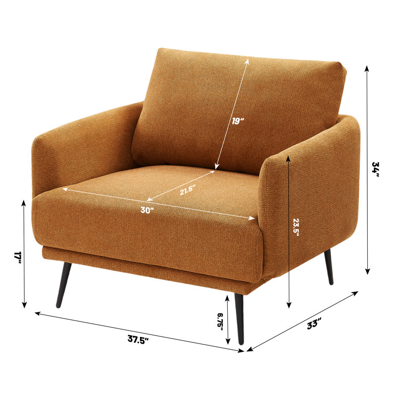 Fauteuil d'appoint surdimensionné à assise simple de 37,5 po Lanaijah pour salon (ensemble de 2), Polyester brun clair