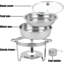 Mantraraj Stainless Steel Chafing Dish With Tempered Glass Lid 4.5L Round Food Warmer Buffet Server Serving Dishes Pack 2