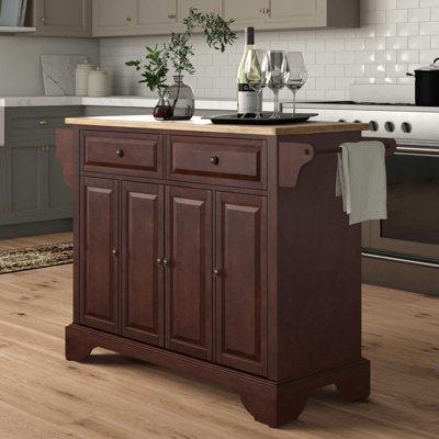 Bert 51.5 " W Kitchen Island with Birch Solid Wood Top