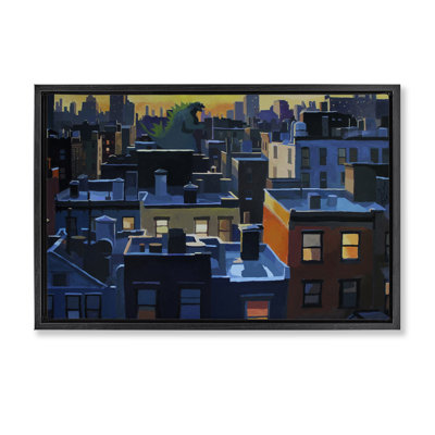 Cityscape with Distant Monster Floating Frame, design by Keith Thomson