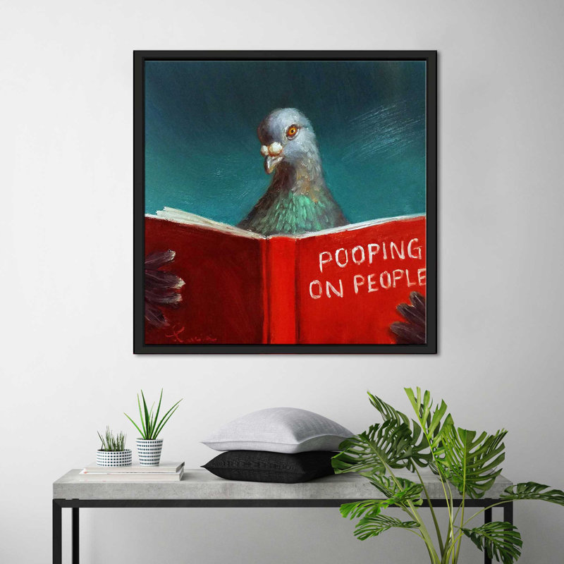 Pooping on People par Lucia Heffernan - Peinture, Cadre flottant noir, H 27,5 po x l 27,5 po x P 2 po