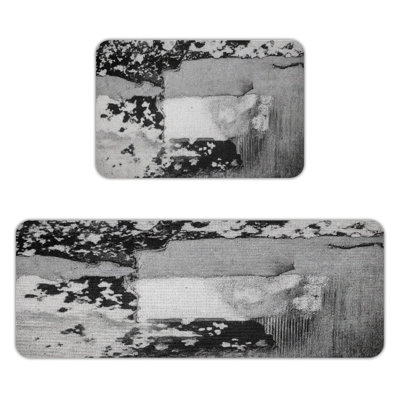 Monochrome Ink Wash, 2 Pcs Non Slip Kitchen Mats