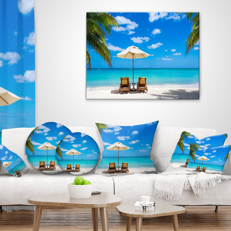 Oreiller avec chaises de mer avec chaises, 16 po x 1 po