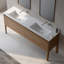 Ensemble de meuble-lavabo autoportant à 2 tiroirs de l 72 po x P 19 po Elliana en noyer avec comptoir à surface solide blanc mat et pieds en bois