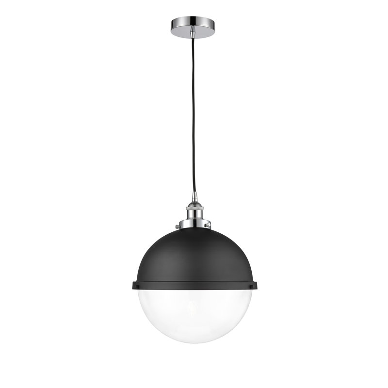 Luminaire suspendu simple à 1 lumière Laklyn, Transparent, H 16,5 po x l 13 po x P 13 po, Chrome poli