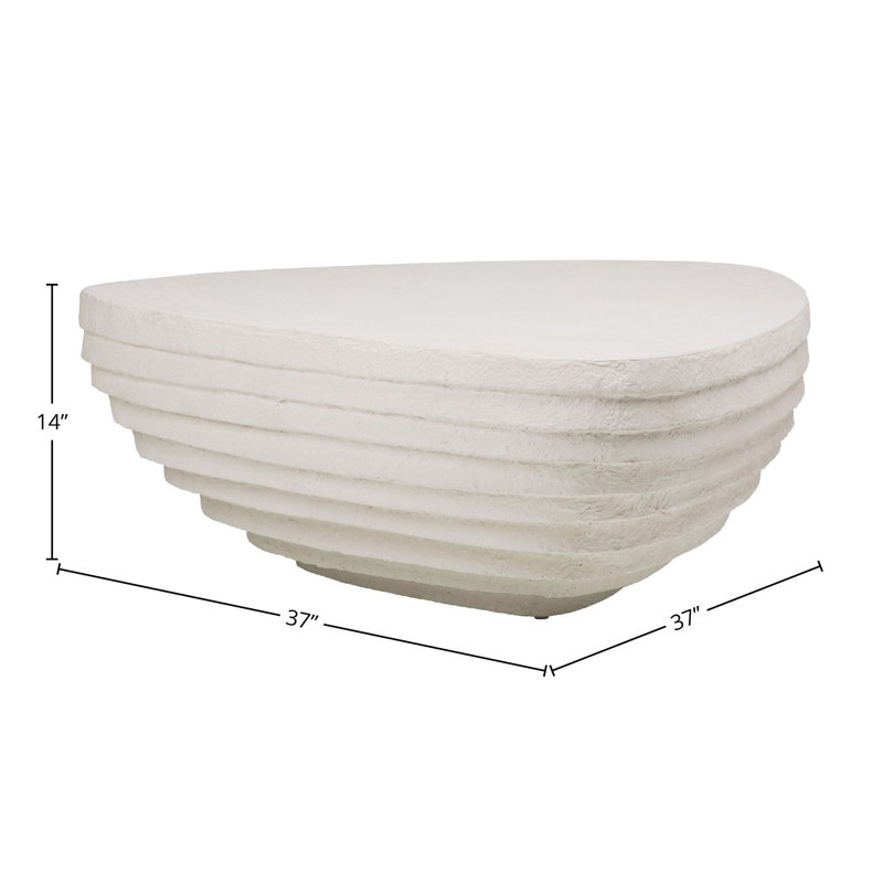 Albin Concrete Outdoor Coffee Table, White