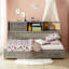 Lit de jour double en bois Afor, canapé-lit avec tiroirs de rangement, ports USB et tablette supérieure amovible-283236383