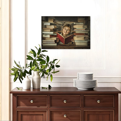 «Joyful Young Reader Retro Vintage Architecture», reproduction d'art murale