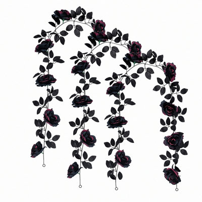 3 PCS Artificielle Vigne Rose 6,56FT Guirlande De Fleurs En Soie Blanc Rose Faux Suspendu Lierre Vigne pour Arche De Mariage Centre de Table Maison Décoration Murale