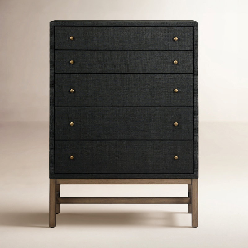 Fiona 5 - Drawer Solid Wood Dresser, Black