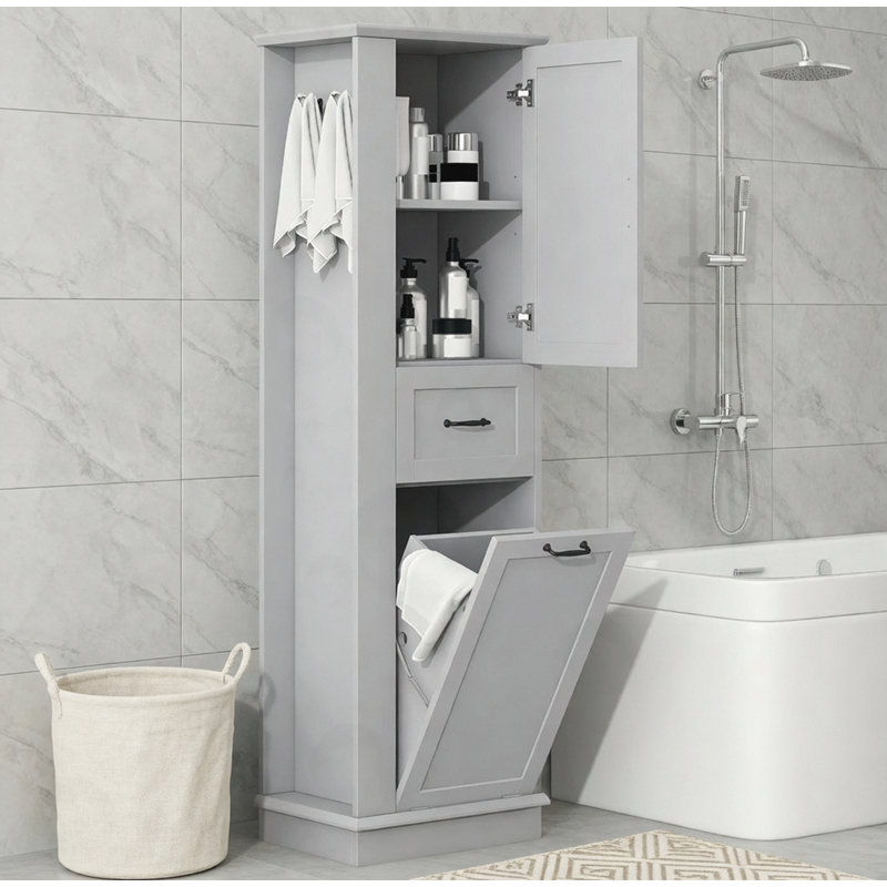 Tall Storage Cabinet with Adjustable Shelves, Gray