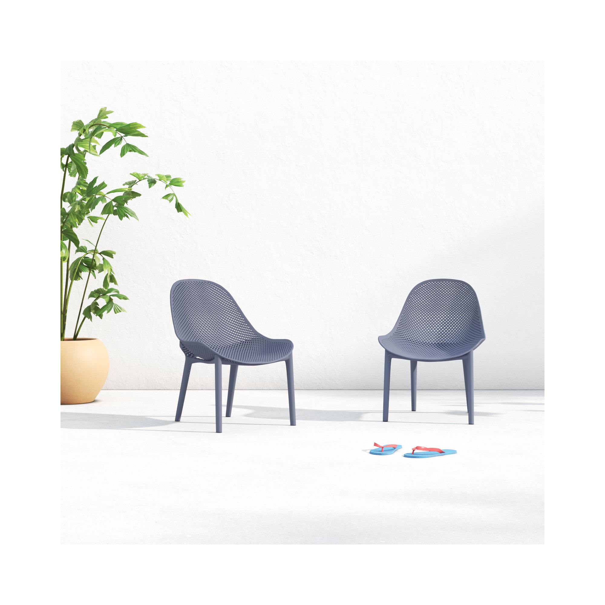 Farrah Outdoor Armless Lounge Chair, Dark Gray