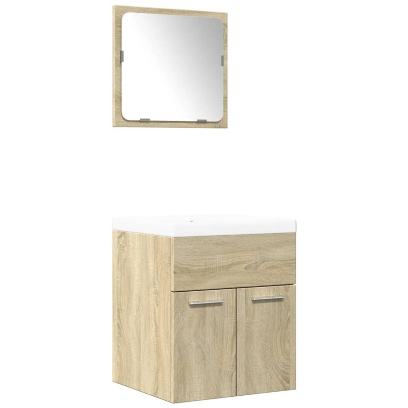 22-2 Glass Bathroom Storage Furniture Set, Sonoma oak