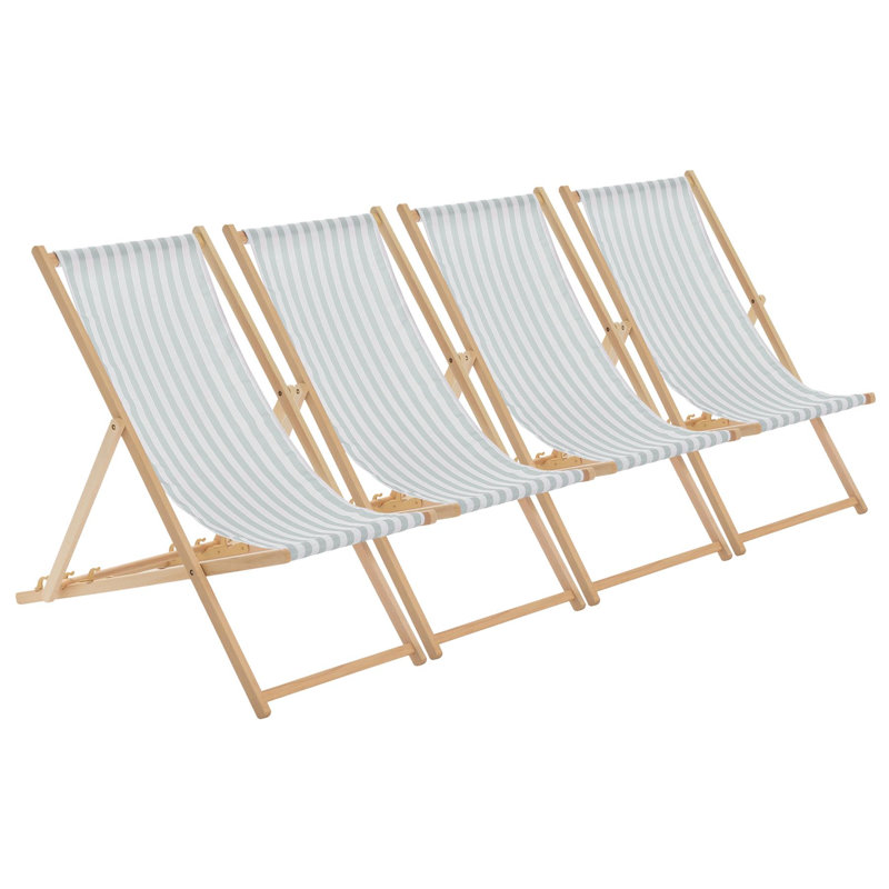Harbour Housewares - Folding Wooden Deck Chairs, Sage Grey