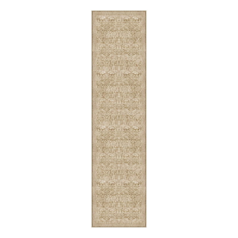 Lares Machine Washable Vintage Area Rug With Non-Slip Backing, Runner 2' x 8'