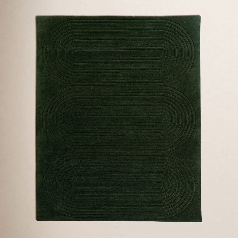 Tapis vert en laine touffeté à la main Tillie, Rectangle 9 pi x 12 pi