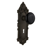 Victorian Plate with Decorative Keyhole and Black Porcelain Door Knob