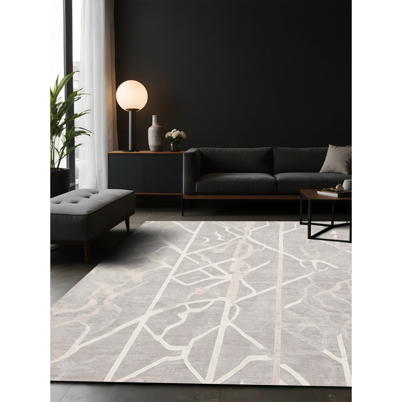 Silky Soft Plush Gray Area Rug, Square 4'