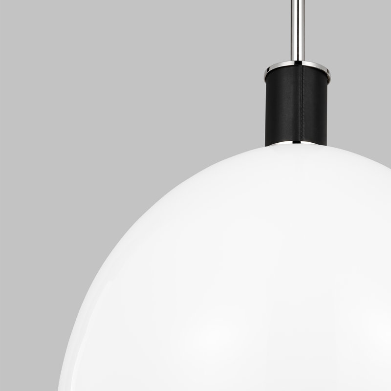 Polished Nickel Milk White Glass Bowl Pendant Light
