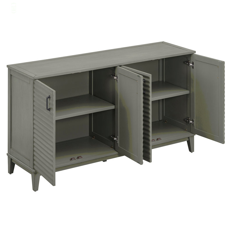 Buffet à 4 portes avec tablettes réglables et poignées en métal pour la cuisine, le salon et la salle à manger