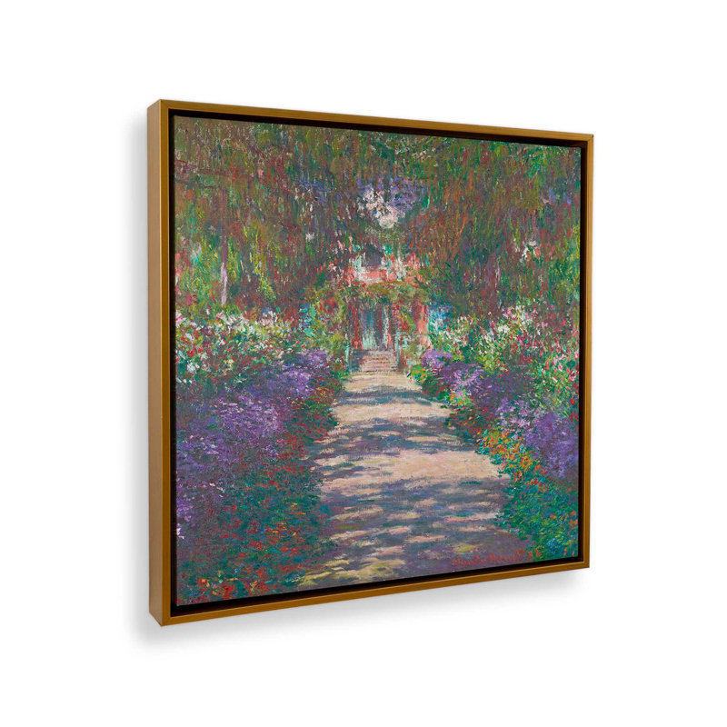 Sentier de floraison, Or poli, H 16,75 po x l 16,75 po, Cadre flottant
