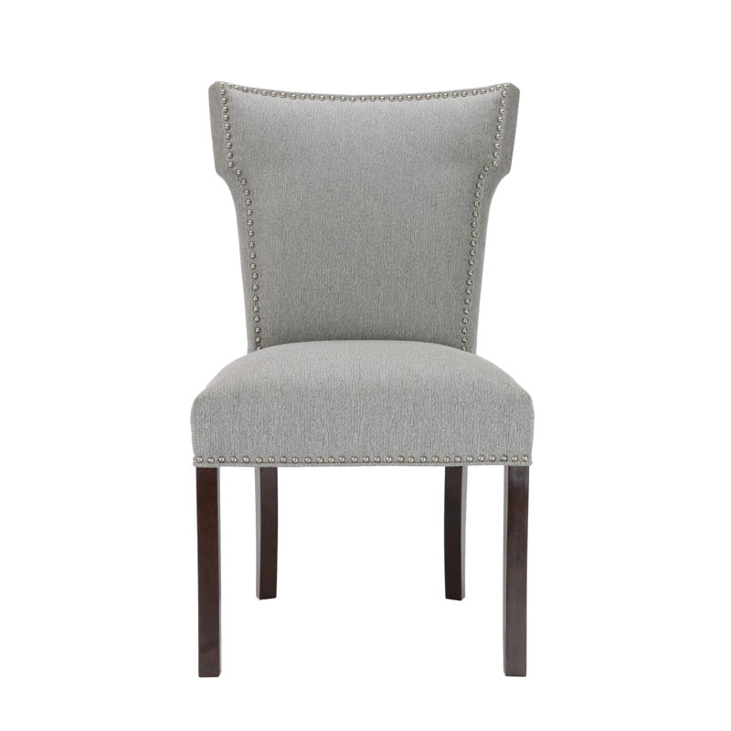 Chaise d'appoint rembourrée en bois massif Morris, Gris
