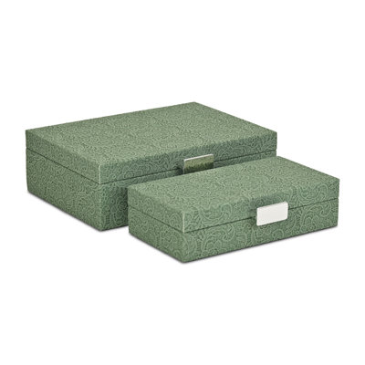 Vyrna Doily Pattern Set of 2 Storage Boxes with Silver Handles