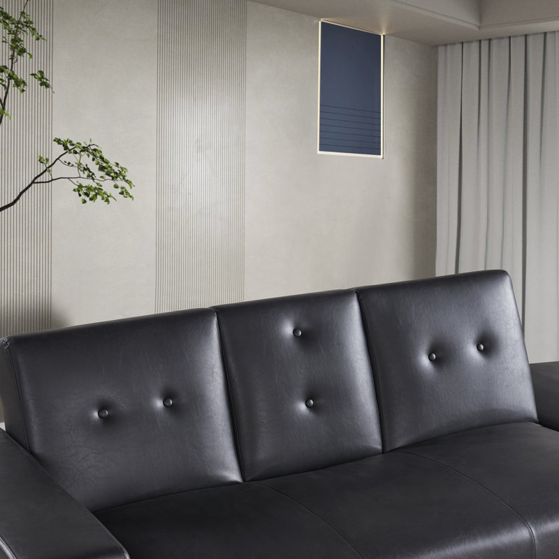 Multi-functional Upholstered Sofa With Storage, Black Linen Blend