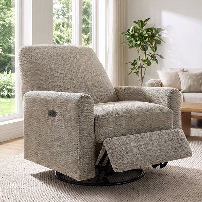 31.5 Inch Boucle Swivel Glider Power Recliner