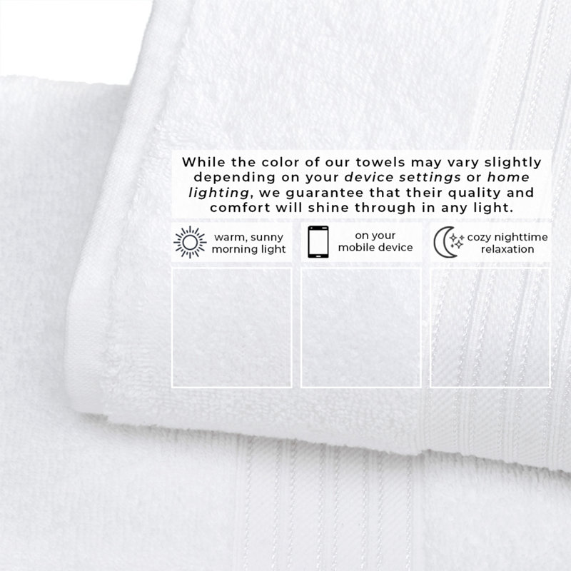 Super Soft 100% Cotton Quick-Dry Bath Towels, White