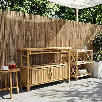 vidaXL Console Table with Door Natural 43.31 x 13.78 x 29.53 in Bamboo