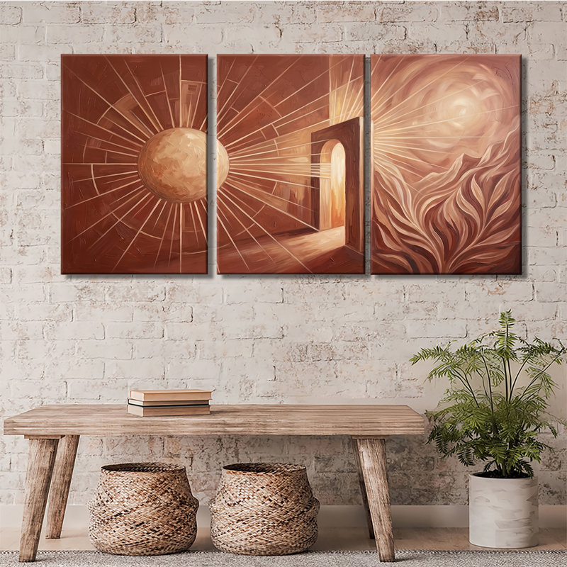 «Terracotta Sunlight Arch», ensemble de 3 reproductions d'art sur toiles tendues, 16 * 24 pouces * 3