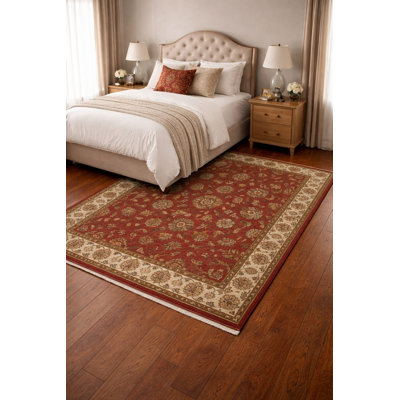 Tapis traditionnel rouge Herminio 5 x 7 Indo Kashan
