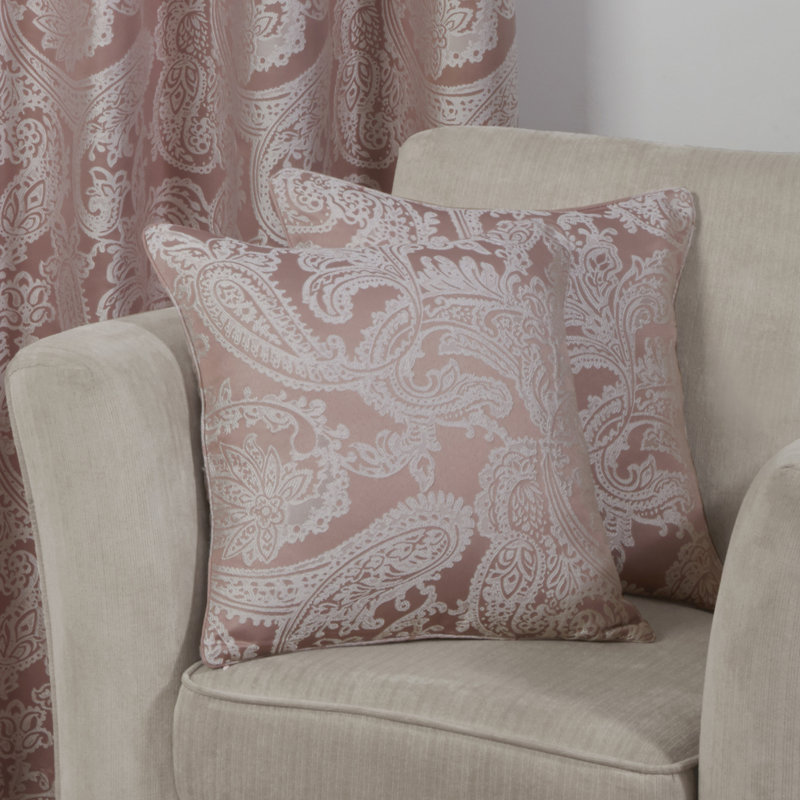 Duchess Paisley Square Throw Pillow Cover, Pink