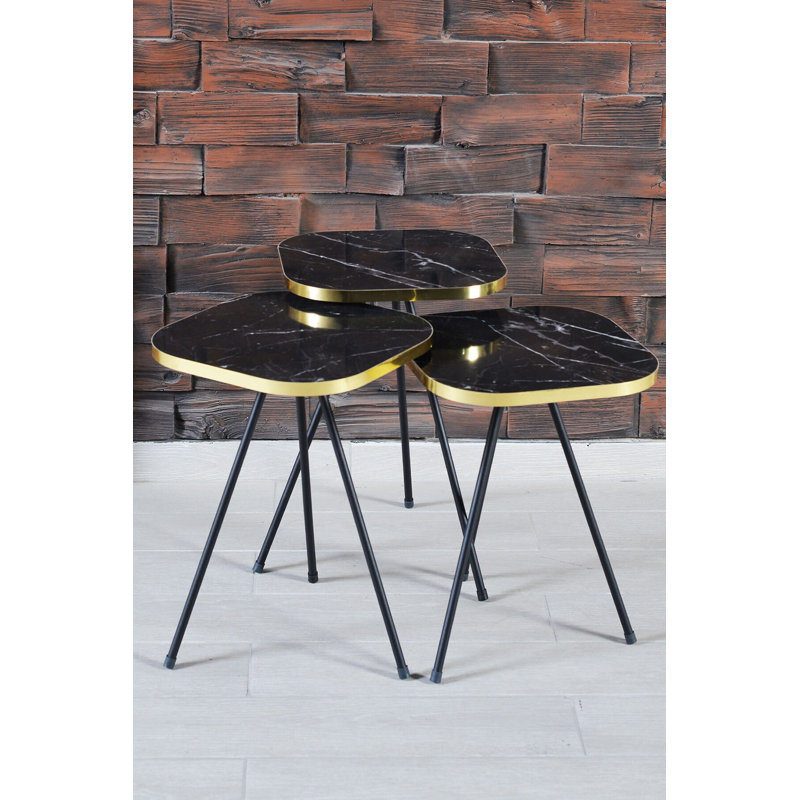 Keziah 14cm Console Table, Black Marble