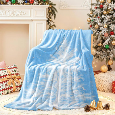 Couverture de Noël 2025, cadeaux de décorations de Noël pour femmes ou enfants, couverture en flanelle pour vacances d'hiver, jeté doux et moelleux pour canapé-lit ChristamsTree, motif ChristamsTree, bleu, 60 po x 80 po