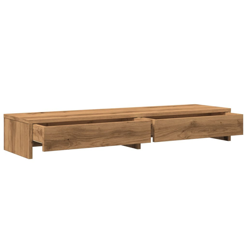 Support pour moniteur avec tiroirs 39,4 x 10,6 x 5,9 po en bois d'ingénierie, Chêne Artisian