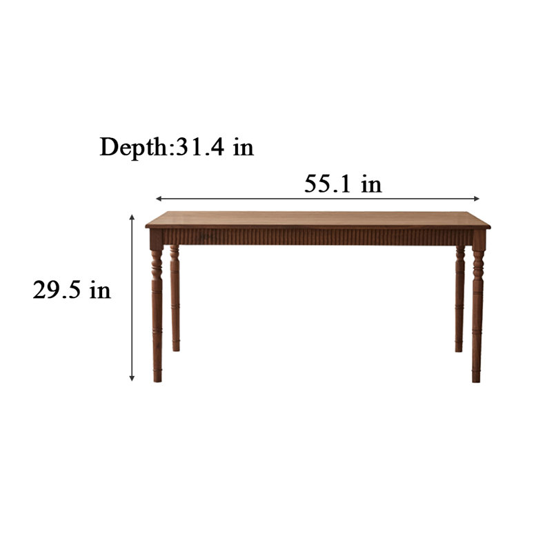 Hakan Walnut Solid Wood Dining Table, 29.5"H x 55.1"L x 31.4"W