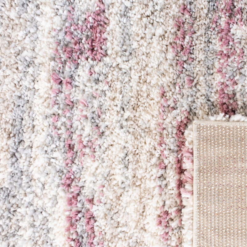 Nila Abstract Ivory/Pink Area Rug, Square 3'