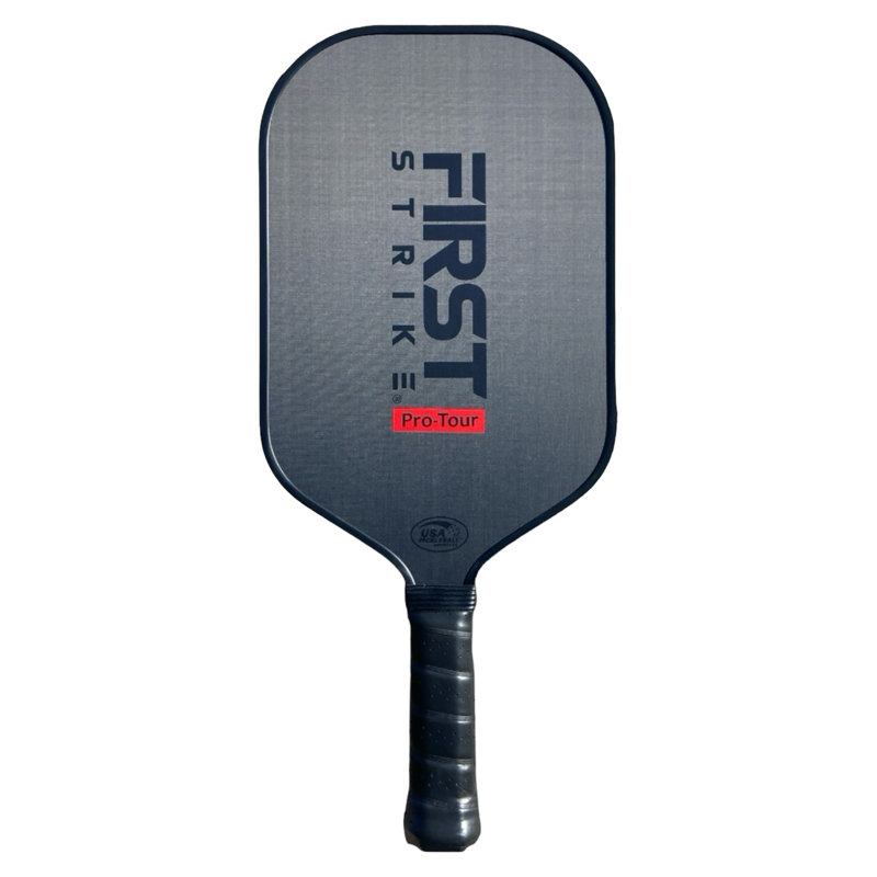 First Strike Pickleball: Pro-Tour Pickleball Paddle - Elongated, 16mm Thick Polymer Core, Carbon Fibre Surface, Advanced Edge Guard, 4 3/8" Grip, Gear
