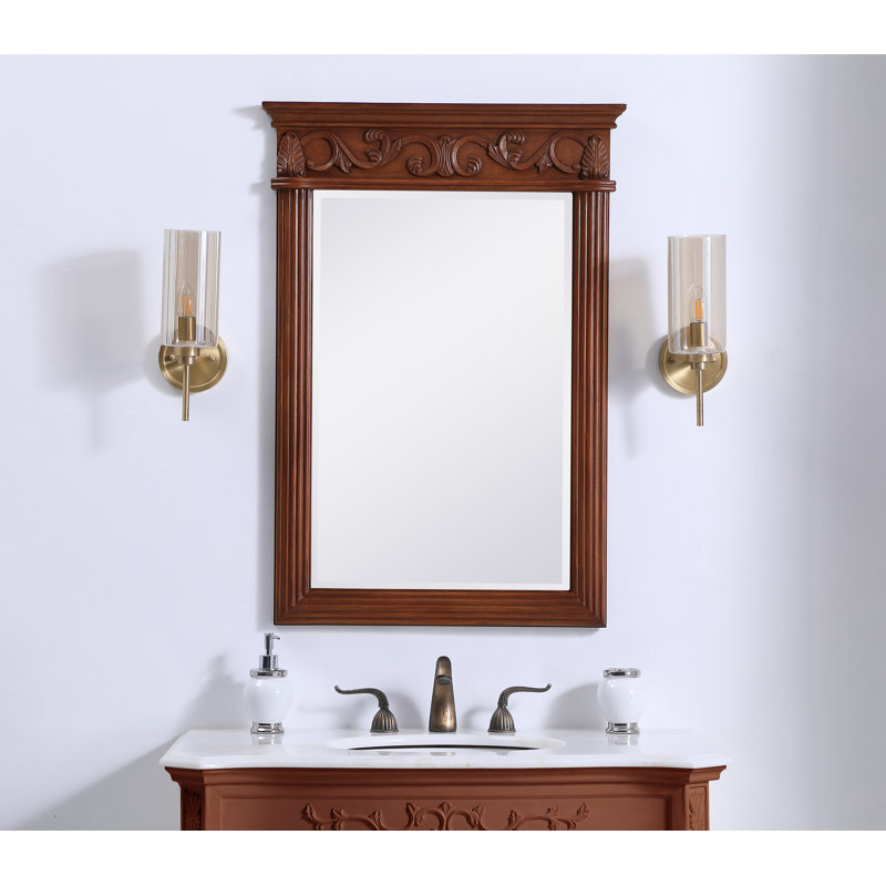 Miroir de salle de bain Aurillon, H 36 po x l 25 po, Teck