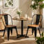 Ensemble de 2 chaises de salle à manger industrielles en métal noir lustré avec siège en bois de noyer empilable d'une hauteur de 18 pouces, intérieur extérieur, surface légère facile à nettoyer, assemblage facile, conception moderne durable-2000903901-2000903902