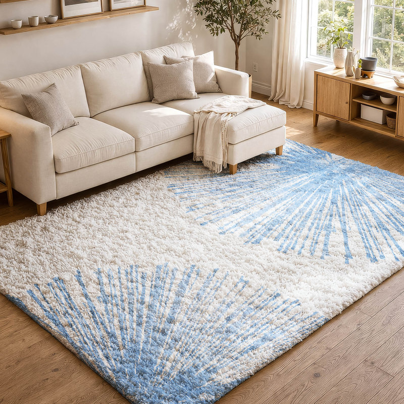 Tapis à poils longs lavable à la machine de qualité supérieure ADS642, Denim, 8' x 10'