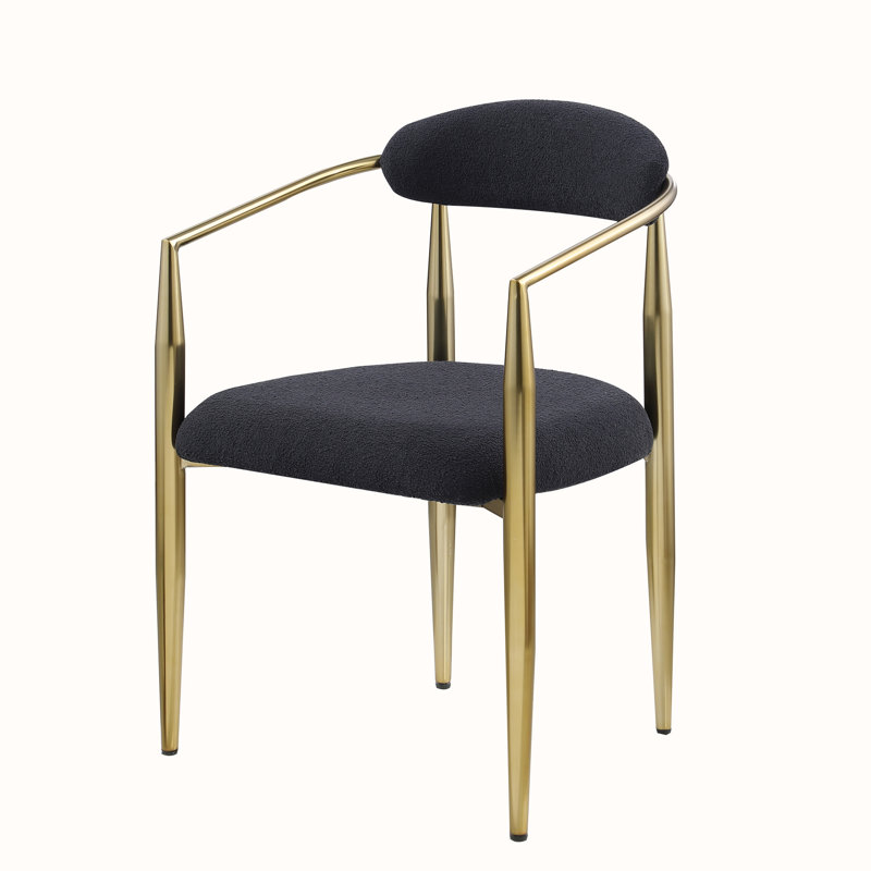 Chaises de salle à manger rembourrées Boucle, ensemble de 2, Noir, noir, noir, noir, Doré