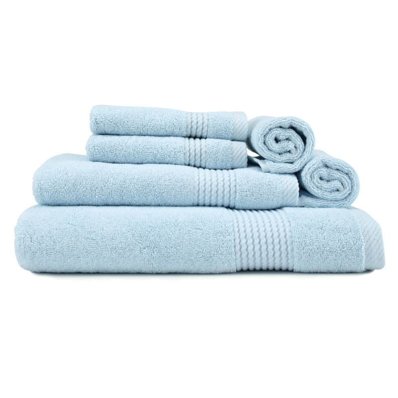 Adlena 6 Piece Turkish Cotton Towel Set, Ice Blue