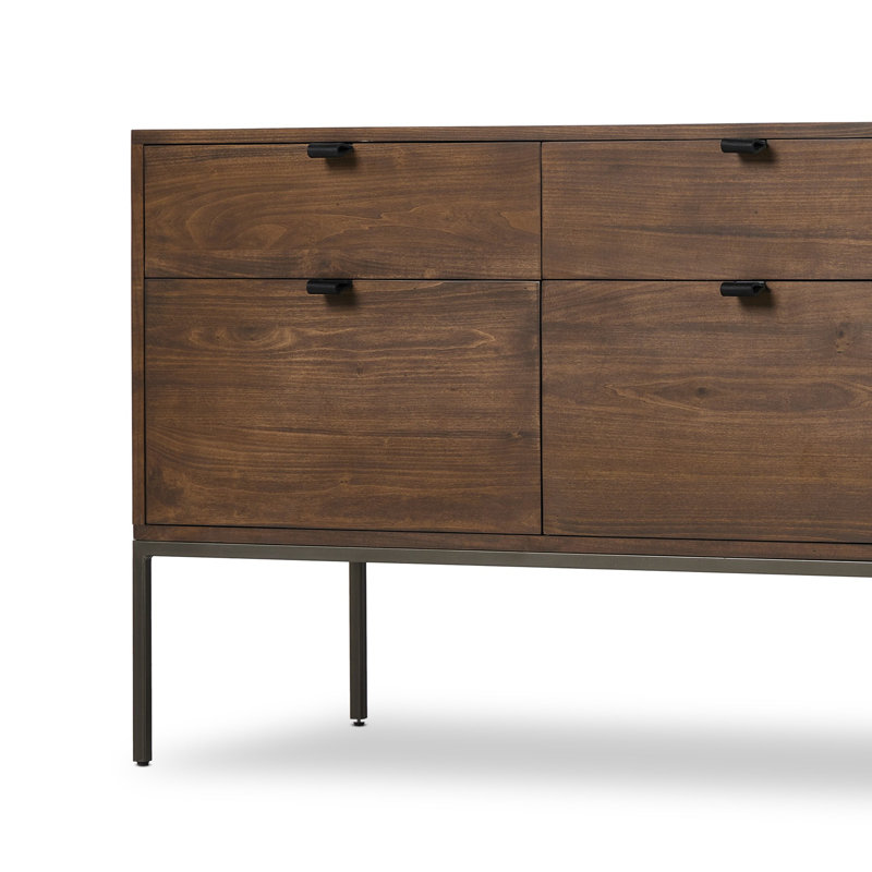 Trey 4 - Drawer Solid Wood File Cabinet, Brown