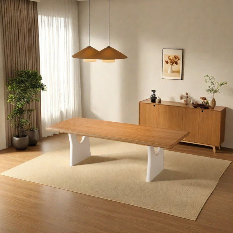 Table de salle à manger simple en bois de frêne massif, H 29,53 po x L 55,12 po x l 27,56 po, Blanc