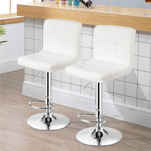 Hilary Modern Fabric and Metal Adjustable Air-Lift Stool with Swivel, Set  of 2 - Beige and