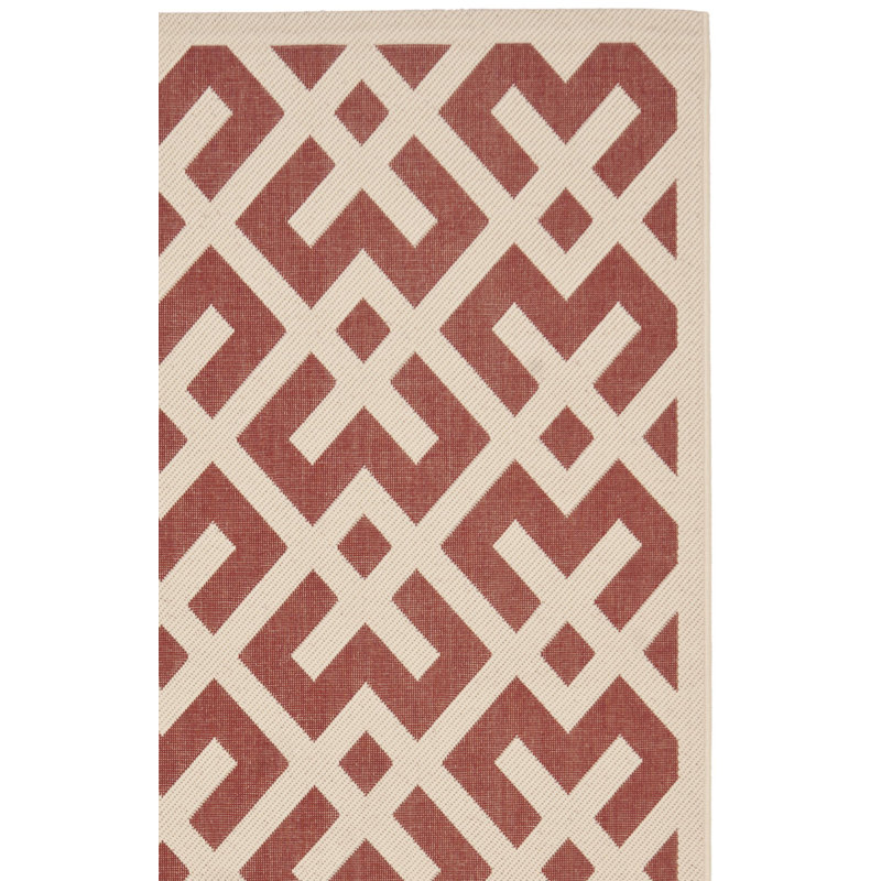 Arneshia Geometric Flatweave Red/Bone Area Indoor/Outdoor Area Rug, Rectangle 2'7" x 5'