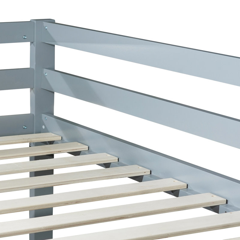 Lit simple surélevé en bois d'hévéa gris gris - pour un mouvement sans effort de haut en bas fabriqué en bois muni d'un sommeil douillet